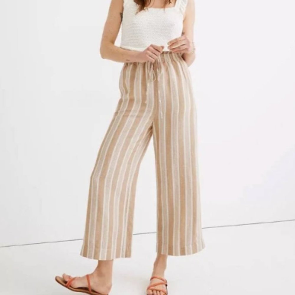 Madewell Linen Cropped Pants Neutral Medium